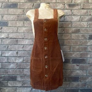 NWT Blue Spice Brown Corduroy Button Front Jumper Dress